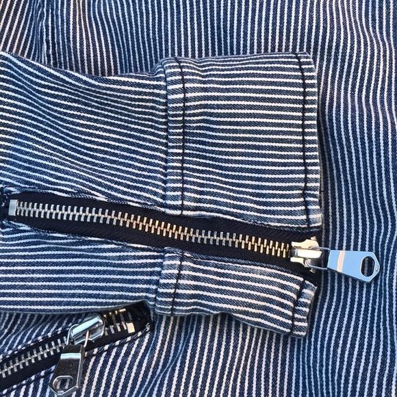 BANANA REPUBLIC Striped Railroad Moto Jacket - Picture 2 of 8